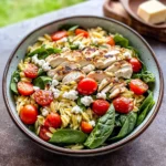 Spinach Orzo Chicken Salad with Goat Cheese