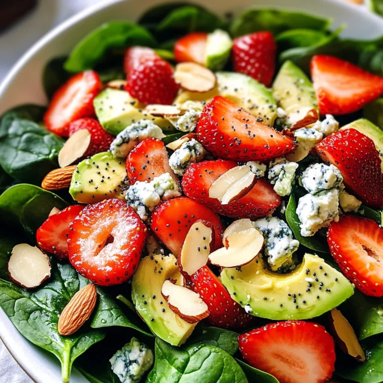Strawberry Avocado Spinach Salad with Poppyseed Dressing