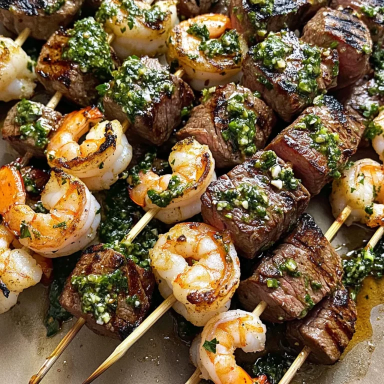 Surf and Turf Kabobs with Chimichurri Sauce
