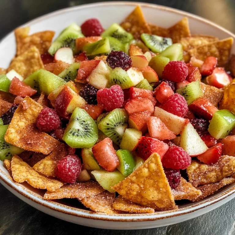 Sweet Fruit Salsa with Cinnamon Sugar Tortilla Chips