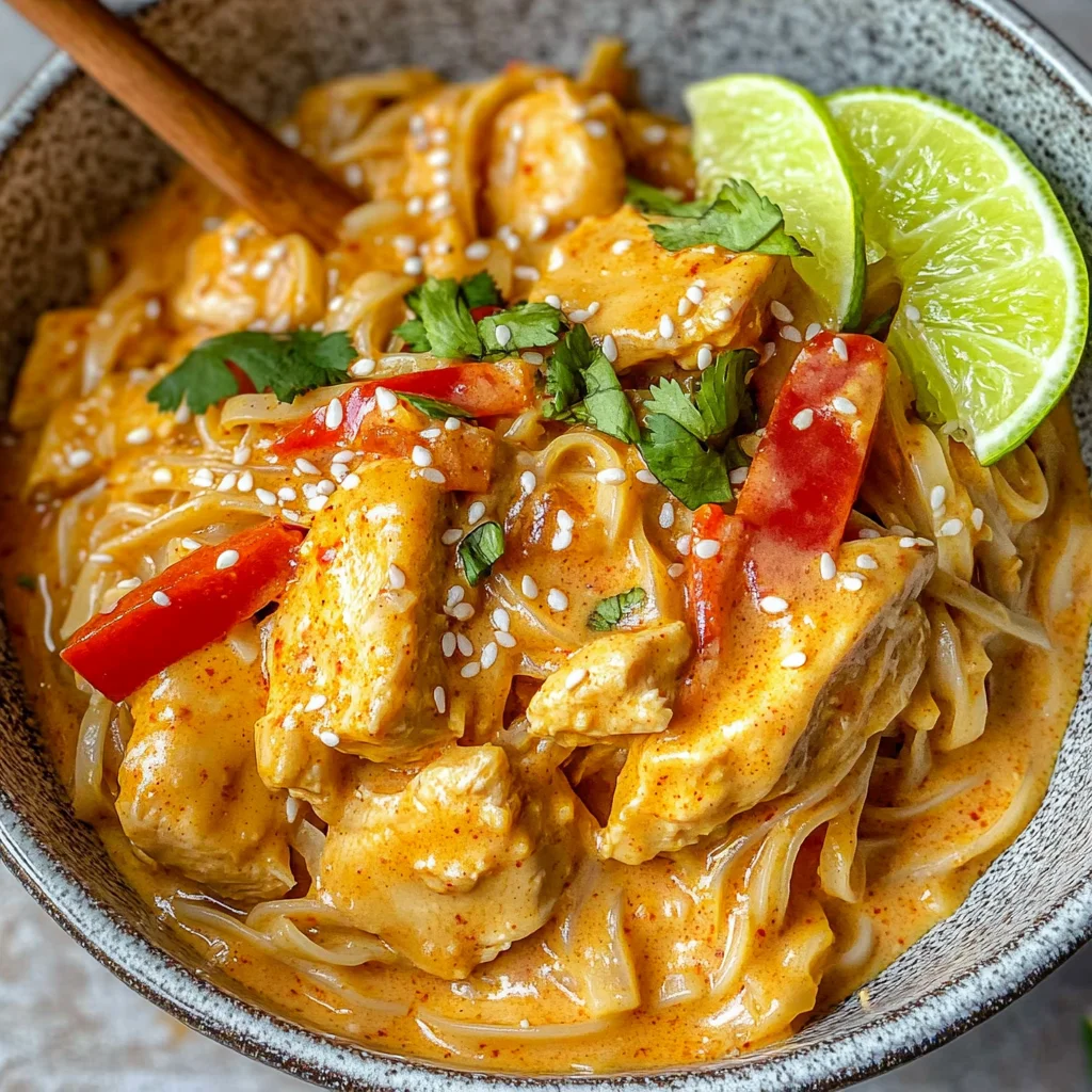 Thai Curry Noodles With Chicken (Crazy Good Sauce!)