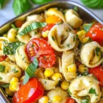 Tortellini Pasta Salad (with Tomatoes, Basil, & Fresh Corn)