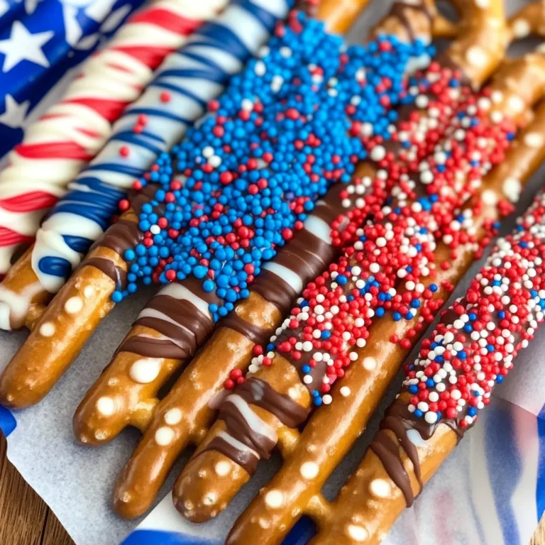 Fourth of July Pretzel Rods (White Chocolate Pretzels)