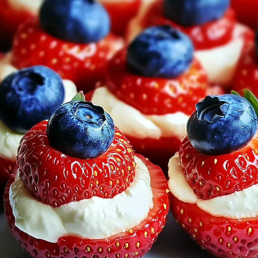 Sweet Summer Strawberries: Red, White, and Blue Cheesecake Strawberries